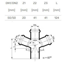 Four way branch 50 / 50 / 50x67 Four way branch 50 / 50 / 50x67