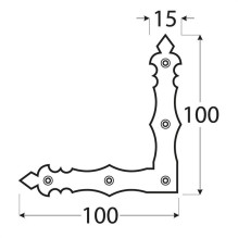 Decorative corner 89972, 1.5 cm x 10 cm, metal alloy, black Decorative corner 89972, 1.5 cm x 10 cm, metal alloy, black