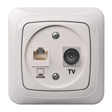 Antenos ir kompiuterio lizdas LIREGUS ALFA, baltos spalvos Antenos ir kompiuterio lizdas LIREGUS ALFA, baltos spalvos