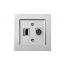 Antenos ir HDMI lizdas LIREGUS EPSILON, baltos spalvos Antenos ir HDMI lizdas LIREGUS EPSILON, baltos spalvos