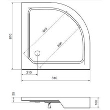 SHOWER TRAY QUADRANT ACRYL 80X80X16 R550 SHOWER TRAY QUADRANT ACRYL 80X80X16 R550