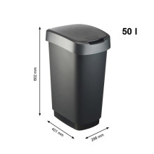 SWING BIN 50 L TWIST DARK SILVER 1754508