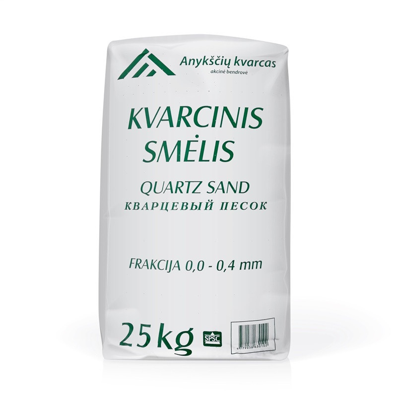 Kvarcinis smėlis 0-0,4 mm, 25 kg, 40