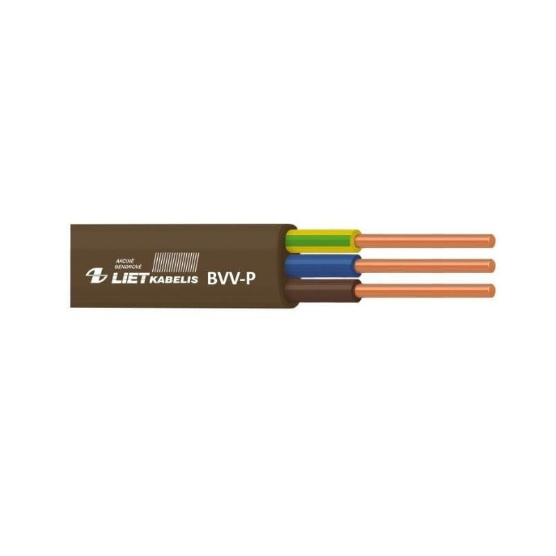 Kabelis Lietkabelis BVV-P, 3 x 2,5 mm², rudas