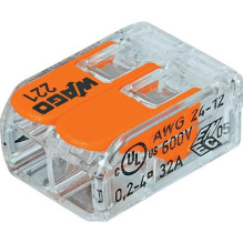 Laidų jungė Wago 221-412 / 100 2X0.02-4 mm2, 450 V, 100 vnt.