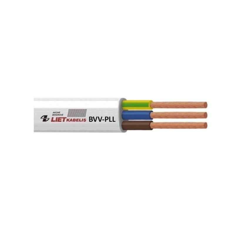 Kabelis Lietkabelis BVV-PLL, 2 x 2,5 mm², baltas, 25 m
