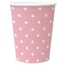 Disposable cups PAW Pink Dots, 250 ml, 8 pcs