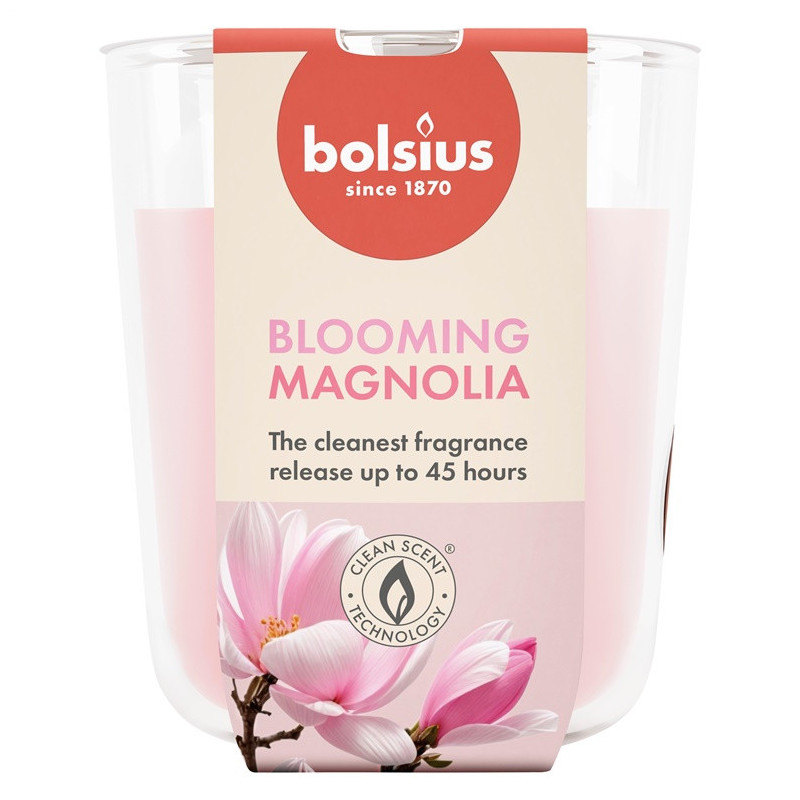 Candle, aromatic Bolsius Blooming Magnolia, 45 h, Pink