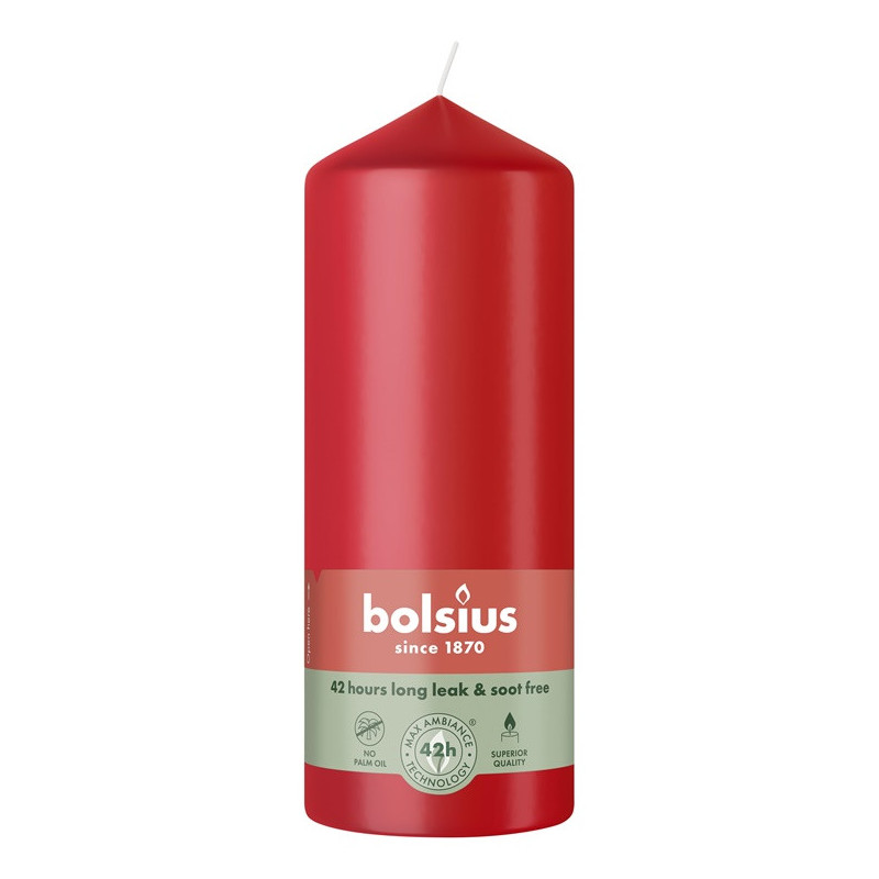 Candle, cylindrical Bolsius, 15 / 5.8 cm, red