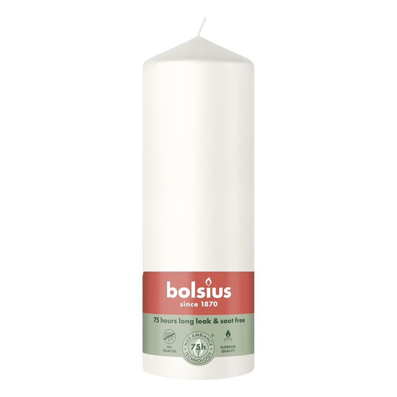 Candle, cylindrical Bolsius, 20 / 6.8 cm, white