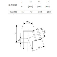 Tee external D110 / 160x45 Tee external D110 / 160x45