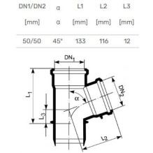 Tee internal D50 / 50x45° PP Ultra dB
