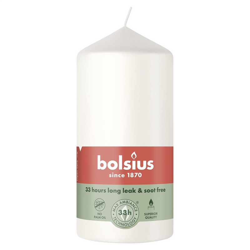 Candle, cylindrical Bolsius, 12 / 5.8 cm, white