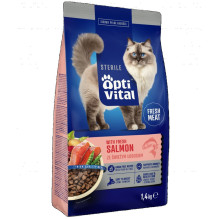 OPTIVITAL Sterile su šviežia lašiša - sausas kačių ėdalas - 1,4 kg