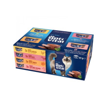 OPTIVITAL Mousse jautienos, vištienos, kalakutienos, lašišos – šlapias kačių ėdalas – 12 x 85 g