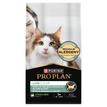 PURINA Pro Plan LiveClear Sterilised sausas kačių ėdalas su kalakutiena, 1,4 kg