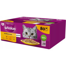 WHISKAS paukštienos puota drebučiuose - šlapias kačių ėdalas - 80 x 85 g