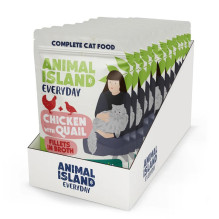 ANIMAL ISLAND Vištienos ir putpelių filė sultinyje - šlapias kačių ėdalas - 12 x 85 g