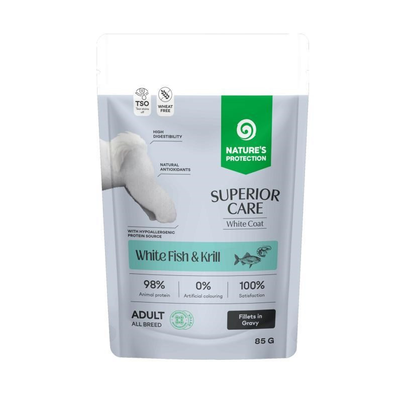 NATURE'S PROTECTION Superior Care White Fish Krill - šlapias šunų ėdalas - 85 g