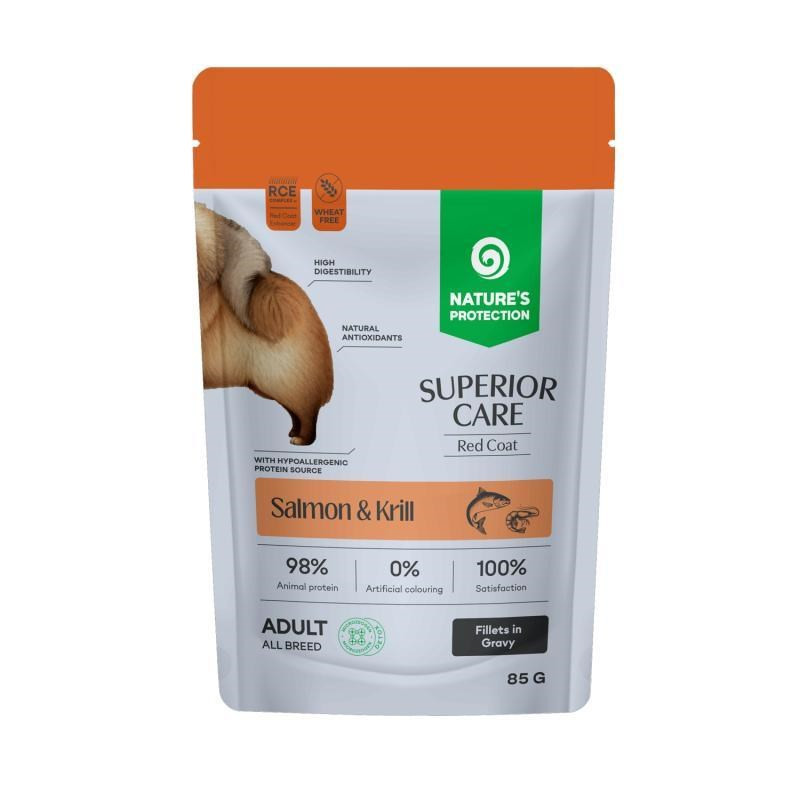 NATURE'S PROTECTION Superior Care Red coat Salmon&amp;Krill - wet dog food - 85g