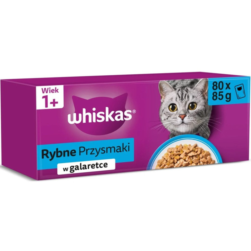 WHISKAS Fish Delicacies in Jelly - wet cat food - 80x85g