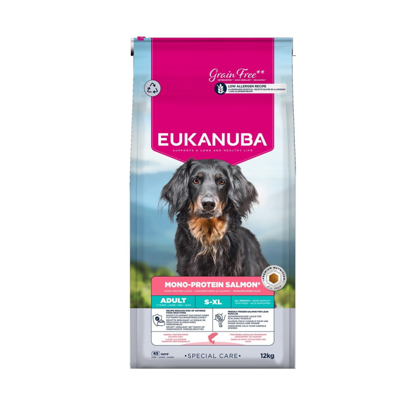 EUKANUBA Special Care Mono-Protein Adult, lašiša - sausas šunų ėdalas - 12 kg