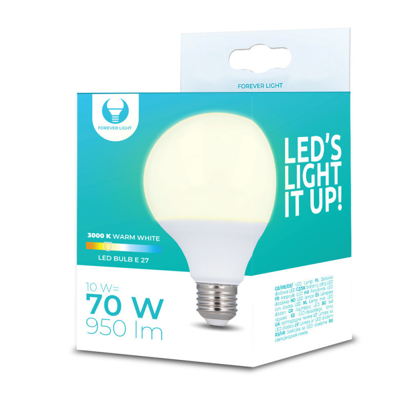 LED Bulb E27 G95 10W 230V 3000K 950lm Forever Light
