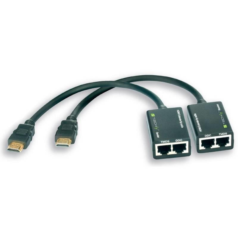 Techly HDMI extender by Cat.5e / 6 cable up to 30m