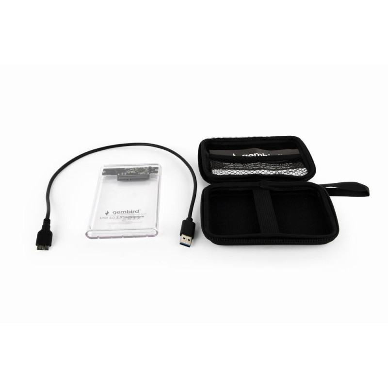 Gembird HDD / SSD enclosure for 2.5'' SATA - USB 3.0 9.5mm transparent plastic