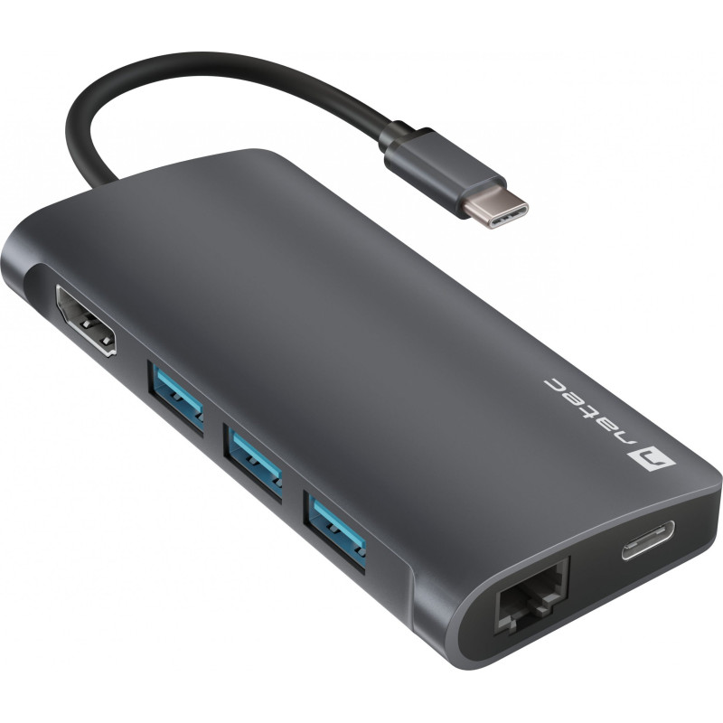 MULTIPORT ADAPTER NATEC FOWLER 2 V2 USB-C 8IN1 HUB -USB 3.0 3X HDMI 4K USB-C RJ45 SD MICRO SD