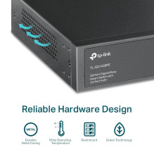 Switch, TP-LINK, Desktop / pedestal, 28x10Base-T / 100Base-TX / 1000Base-T, PoE+ ports 24, 250 Watts, TL-SG1428PE