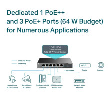 Switch, TP-LINK, TL-SG1006PP, Desktop / pedestal, 6x10Base-T / 100Base-TX / 1000Base-T, PoE+ ports 4, TL-SG1006PP