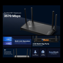 Belaidis maršrutizatorius, TP-LINK, belaidis maršrutizatorius, 3600 Mbps, LAN \ WAN prievadai 1, antenų skaičius 4, ARCH