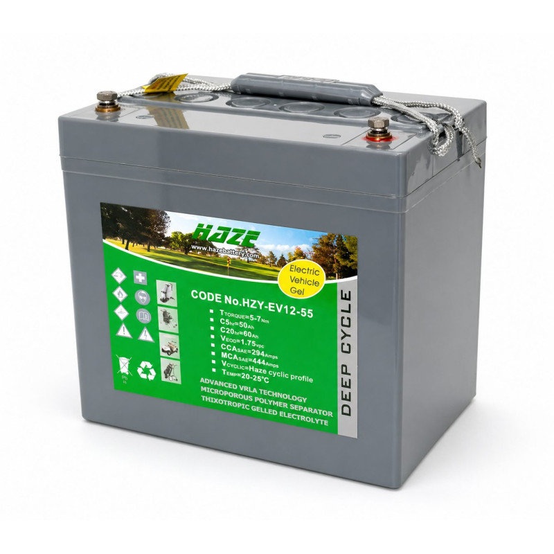 Gelio (GEL) akumuliatorius 12V 60Ah, 229x138x213mm, 17.7kg, Haze HZY-EV12-55