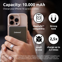 POWER BANK USB 10000MAH MAG / GREY 7344034 INTENSO