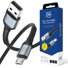 3mk Hyper Cable N-SERIES USB-A / MicroUSB 50cm QC 3.0 5V / 2A 10W - black