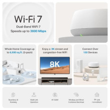 Belaidis maršrutizatorius, TP-LINK, belaidis maršrutizatorius, 3600 Mbps, tinklelis, DECOBE22 (1 vnt. pakuotė)