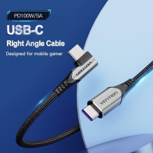 CABLE USB-C TO USB-C R.ANGLE / 1M GRAY TAKHF VENTION CABLE USB-C TO USB-C R.ANGLE / 1M GRAY TAKHF VENTION