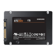 SSD, SAMSUNG, 870 EVO, 1TB, SATA, SATA 3.0, MLC, Write speed 530 MBytes / sec, Read speed 560 MBytes / sec, 2,5", T