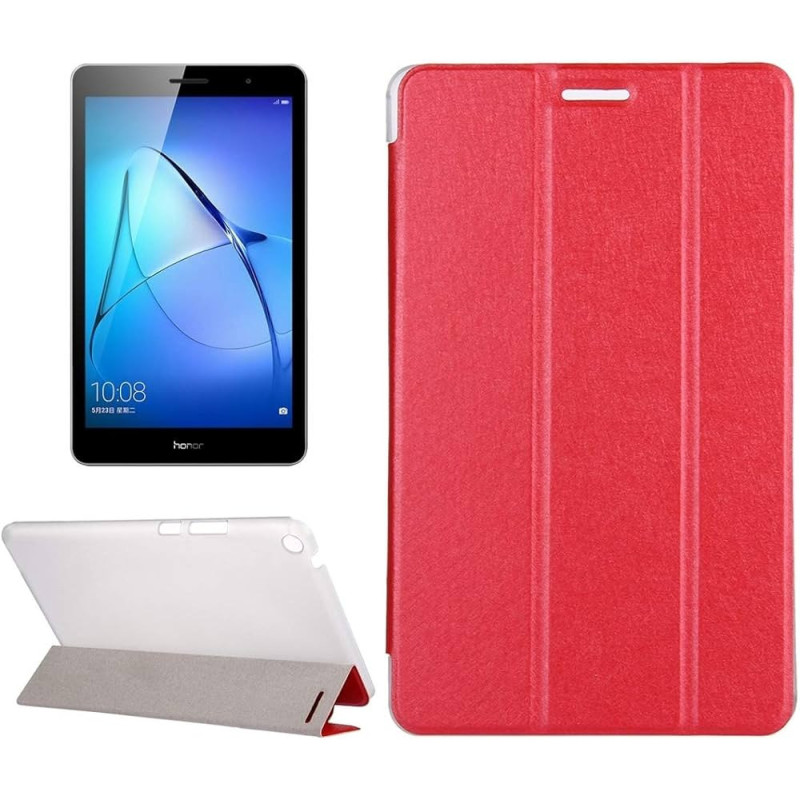 Riff Texture Tablet case Tri-fold Stand Leather Flip for Huawei MediaPad T3 7.0 Red