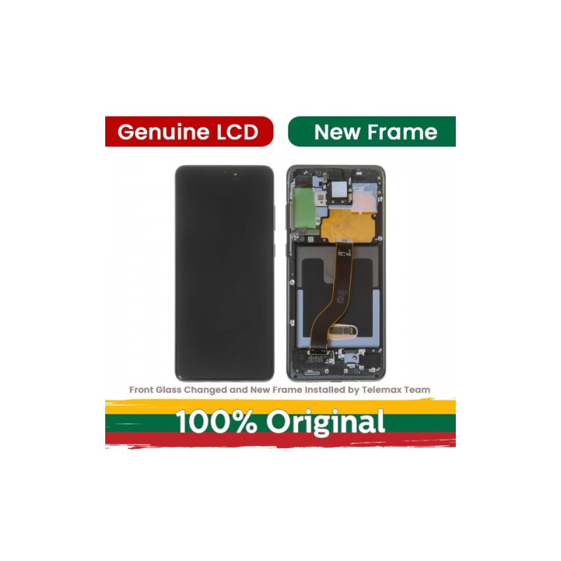 Screen for Samsung G986 (G985) S20 Plus with frame / Cosmic Gray / (Updated: Telemax)