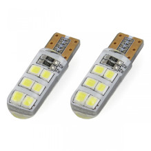 LED lemputės STANDARTINĖS T10 W5W 12xSMD 2835 12V silikoninės AMIO-01095