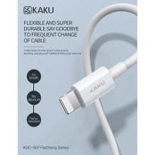 iKaku KSC-507 universalus USB-C į Lightning kabelis PD25W įkrovimui ir duomenų perdavimui 1m, baltas iKaku KSC-507 universalus USB-C į Lightning kabelis PD25W įkrovimui ir duomenų perdavimui 1m, baltas