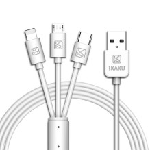 iKaku KSC-078 3in1 Type-C / Lightning / Micro USB įkrovimo laidas 1m baltas iKaku KSC-078 3in1 Type-C / Lightning / Micro USB įkrovimo laidas 1m baltas