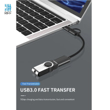 Riff V8 2 in 1 OTG Host Cable Type-C + Micro USB Male connector to USB 3.0 Type A Black 15.5cm OEM