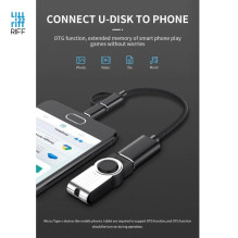Riff V8 2 in 1 OTG Host Cable Type-C + Micro USB Male connector to USB 3.0 Type A Red 15.5cm OEM