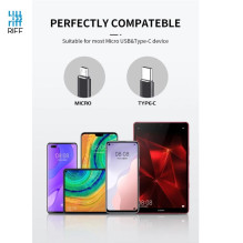 Riff V8 2 in 1 OTG Host Cable Type-C + Micro USB Male connector to USB 3.0 Type A Red 15.5cm OEM