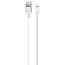 XO NB103 patvarus TPE universalus USB į USB-C (C tipo) duomenų ir greito įkrovimo laidas 2.4A, 2m, baltas