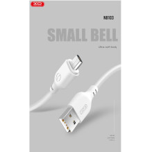 XO NB103 patvarus TPE universalus USB į USB-C (C tipo) duomenų ir greito įkrovimo laidas 2.4A, 2m, baltas