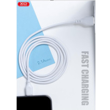 XO NB103 patvarus TPE universalus USB į USB-C (C tipo) duomenų ir greito įkrovimo laidas 2.4A, 2m, baltas
